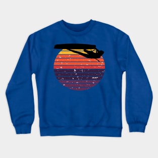 Kitesurfer Freestyle Action Black Silhouette Retro Sunset Crewneck Sweatshirt